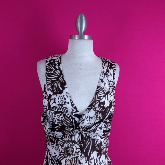 @ Jones New York sz 8 Aline Brown White Dress - Picture 2 of 7